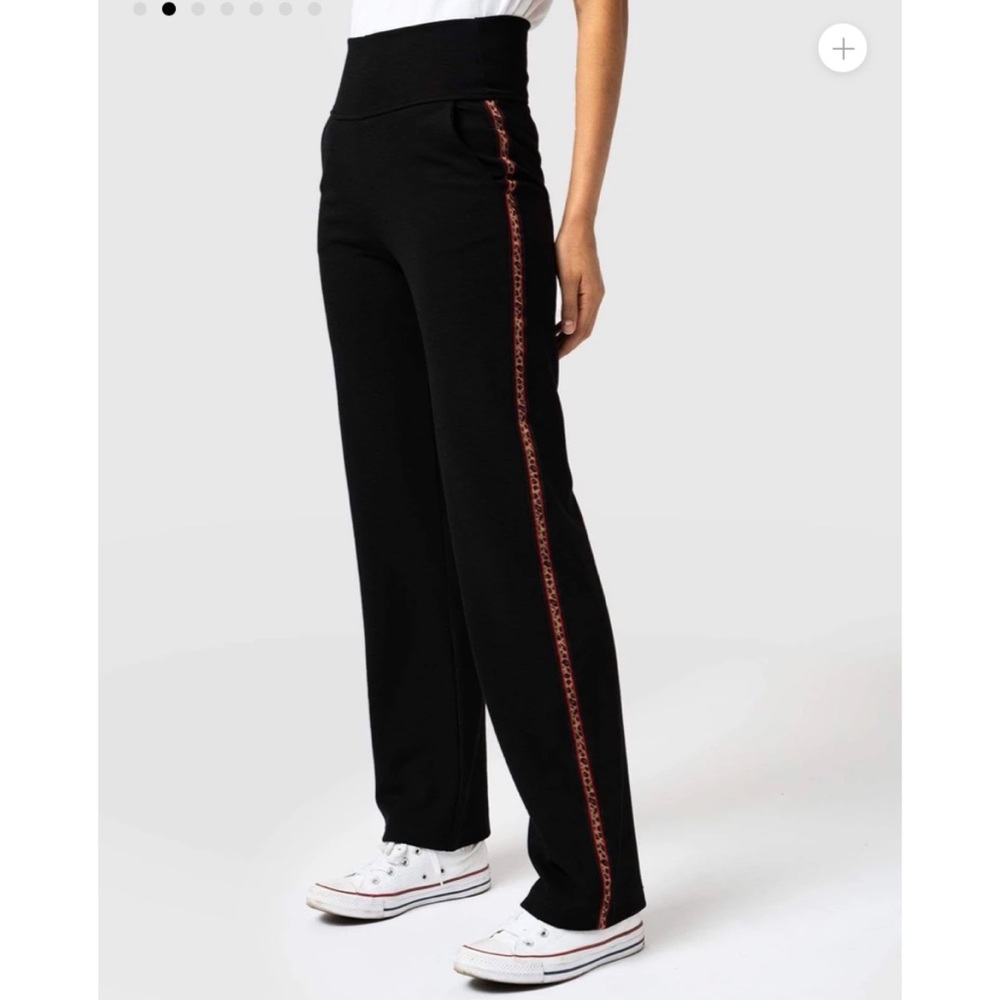 Saint + Sofia runway pants black leopard size 10